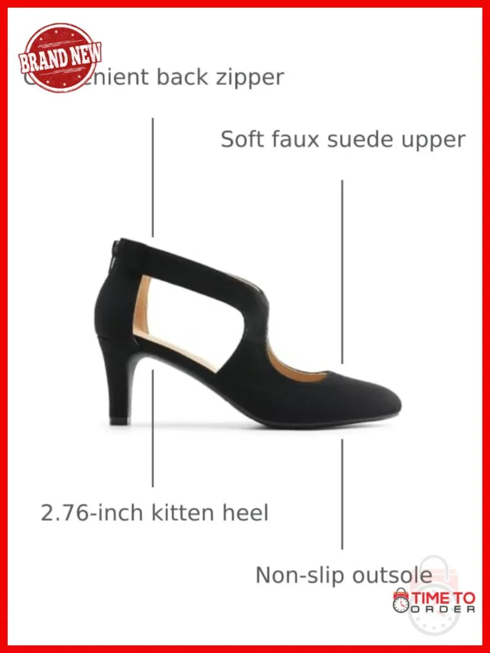 Women's Pointed Toe Kitten Heel Pumps Faux Suede Office Party Dress Shoes